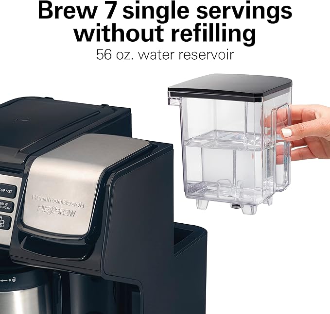 Hamilton Beach FlexBrew Trio 2-Way Coffee Maker Compatible with K-Cup Pods or Grounds Combo Single Serve &amp Full 12c Thermal Pot Black and Stainless – Fast Brewing