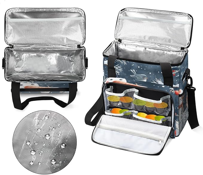Christmas Birds Snowman Coffee Maker Carrying Bag Travel Storage Bag Compatible with K-Mini or K-Mini Plus Single Serve Coffee Brewer Carrying Case with Multiple Pockets &amp Shoulder Strap