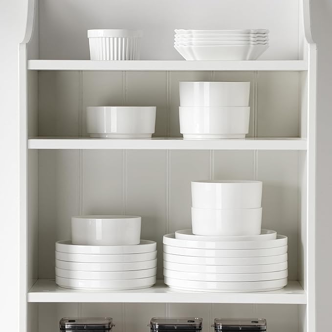 MALACASA 18 Pieces Porcelain Dinnerware Set Modern White Dish Set for 6 Premium Serving Plates and Bowls Sets Chip and Scratch Resistant Dishware Sets Kitchen Dishes Dining Ware Set Series LEAH