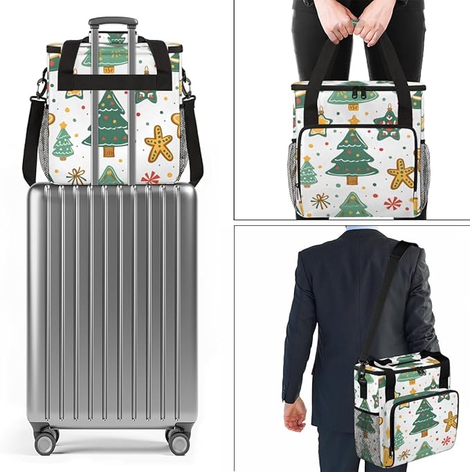 Retro Tree Christmas Coffee Maker Carrying Bag Portable Travel Storage Tote Bag Compatible with K-Mini or K-Mini Plus Single Serve Coffee Brewer Carrying Case with Multiple Pockets &amp Shoulder St