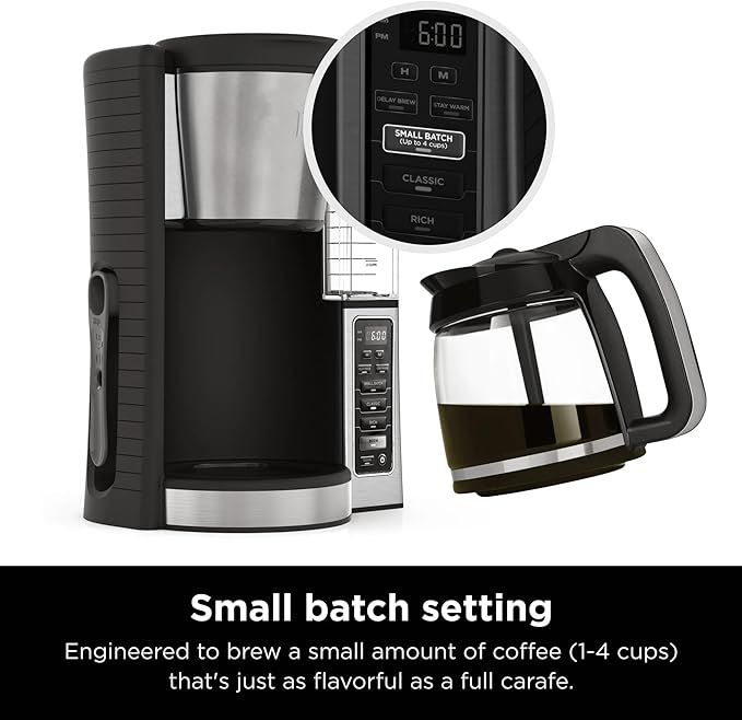 Niinja 12-Cup Programmable Coffee Maker Glass Carafe with Classic &amp Rich Brew Styles Adjustable Warming Plate &amp Removable 60‑oz Reservoir