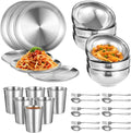 Reusable Metal Dinnerware Set (30 Pcs): 6 Place Settings For Home Outdoors Parties
