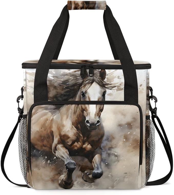 Running Horse Coffee Maker Carrying Bag Portable Travel Storage Tote Bag Compatible with K-Mini or K-Mini Plus Single Serve Coffee Brewer Carrying Case with Multiple Pockets &amp Shoulder Strap