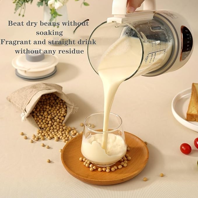 Soy Milk Maker 1.5L Nut Milk Maker with 9 Preset/Recipe/Self-Cleaning Homemade Soybean Milk Almond Milk Vegan Nut Milk Oat Milk Plant Based Milk Porridge Paste Juice