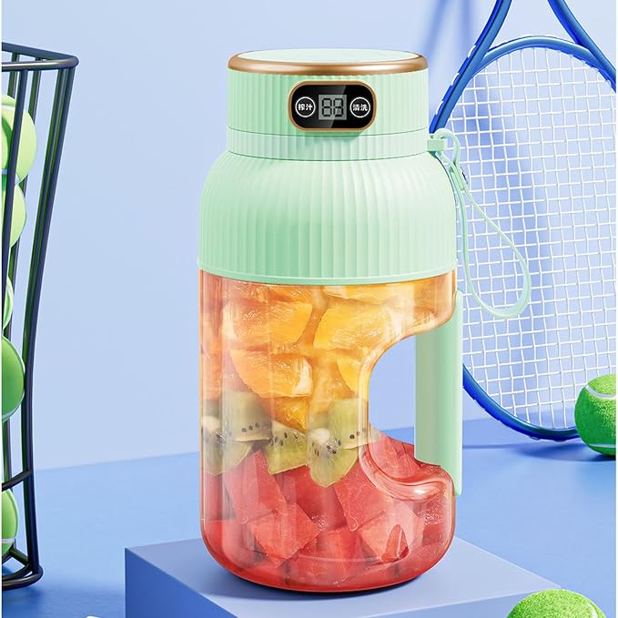 Portable Juicer Cup 150W 1200ml Mini Travel Blender with Detachable Design and Overload Prevention for Gym Home Office Sports Use (Green)