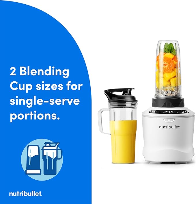 nutribullet® SmartSense Blender Combo 1400W 64oz Pitcher 32oz &amp 24oz Cups 5-Speed Smoothies Ice and Frozen Fruit Nut Milk Soup Matte White NBF50700AW
