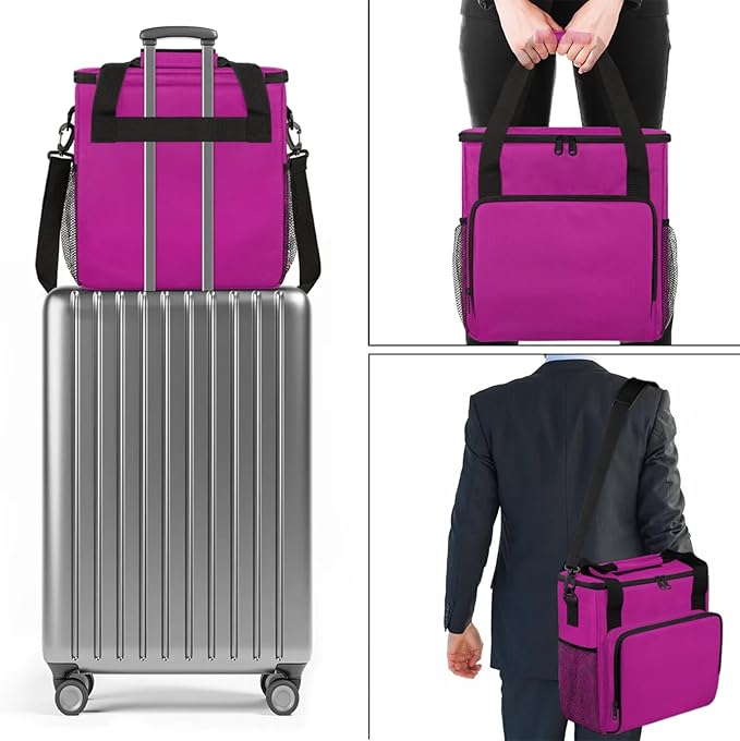 Rose Pink Coffee Maker Carrying Bag Waterproof Insulated Leakproof Cooler Bag Portable Storage Tote Bag Organizer With Shoulder Strap