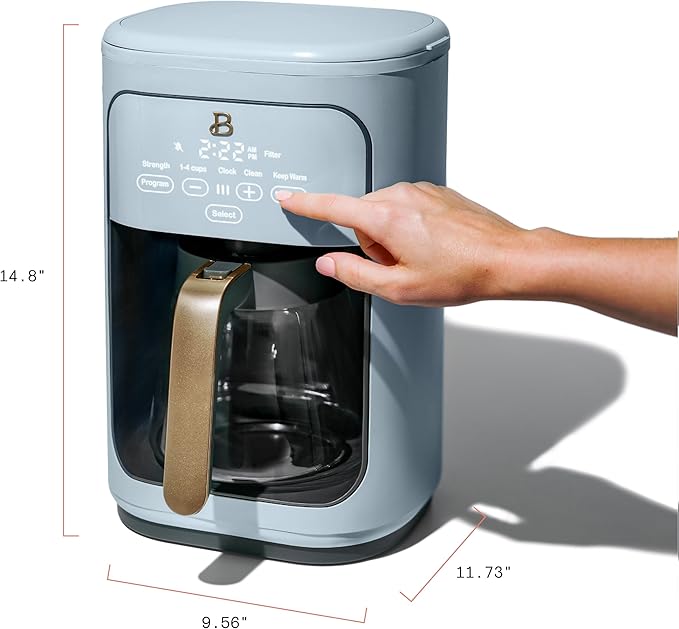 B - Coffee Maker 14-Cup Touch Display Programmable 1200W Stainless Steel Keep Warm 24h Timer (Cornflower Blue)