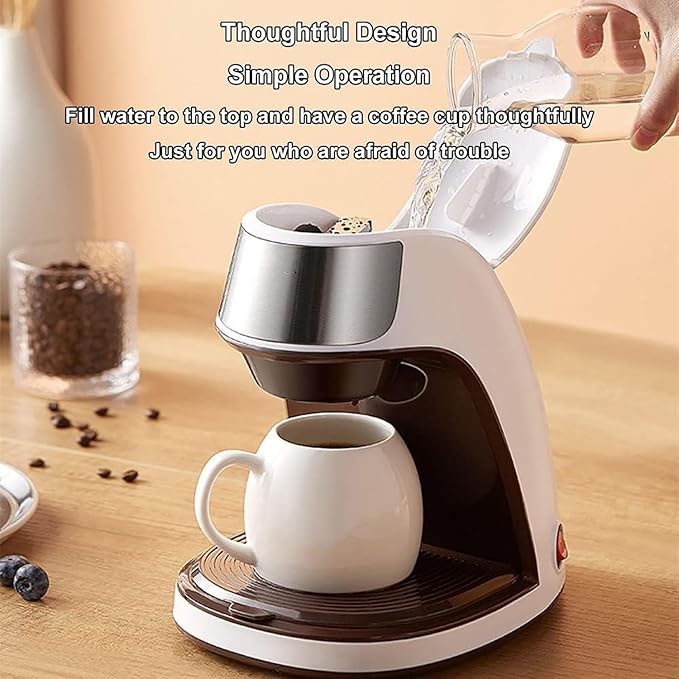 Electric Coffee Machine Semi-automatic Drip Type Electric Tea Kettle with Ceramic Cup 300ml Capacity Steam Extraction Anti-Dry Burn for Office Home Use