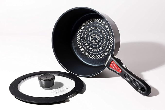 Pearl Metal HB-3497 5-Piece Frying Pan and Pot Set Induction Compatible Brown Diamond Coat Removable Handle Set 5