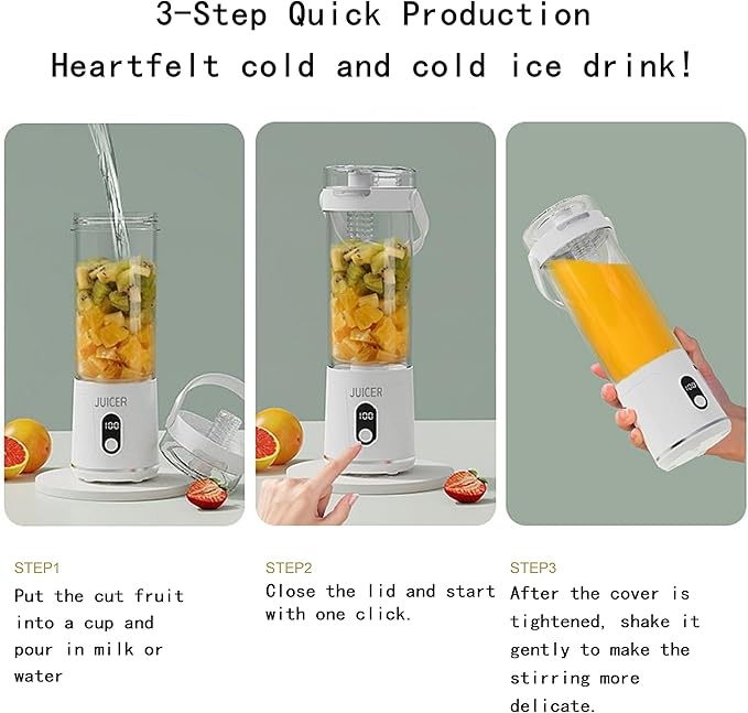 New wireless portable household juicer juicing cup USB charging small juicer (B-White)