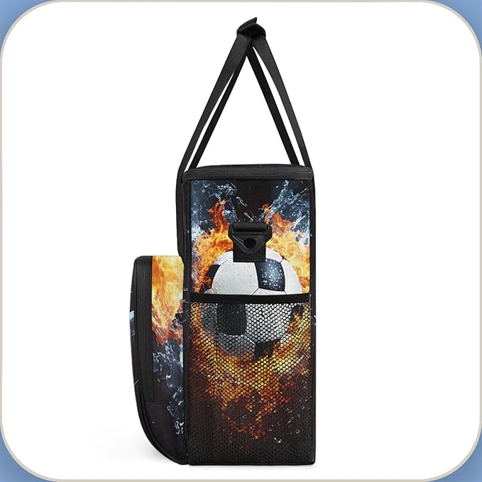 Fire Soccer Ball Coffee Maker Travel Bag Sports Football Insulated Grocery Bag Travel Picnic Leakproof Cooler Bags With Shoulder Strap