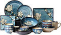 SHINING Blue Creative Hand Painting Porcelain Dinnerware Tableware Dinner Service Set Saqure Plate Deep Plate Bowl For Wedding Birthday Christmas Gift (Set of 15 Pieces)