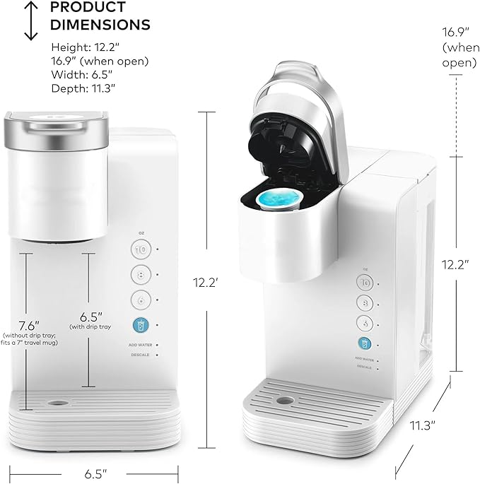 KeurigK -Express Essentials Plus Iced &amp Hot Single Serve Brewer Adjustable Temp Brew Over Ice Pods Compatible Coffee Maker (White)