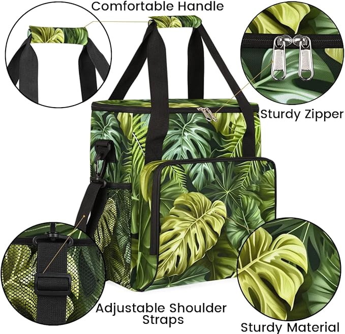 Coffee Maker Carrying Bag Palm Leaves Summer Theme Single Cup Coffee Maker Travel Bag Compatible with Keurig K-Mini or K-Mini Plus Portable Storage Bag with Shoulder StrapAZ-206