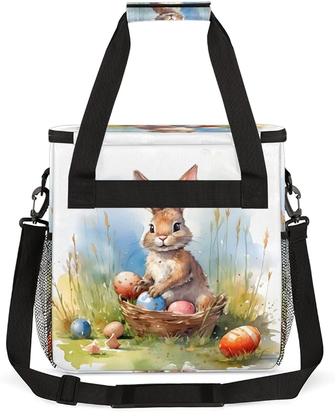 Easter Egg Coffee Maker Carrying Bag Easter Bunny Travel Storage Bag Compatible with K-Mini or K-Mini Plus Single Serve Coffee Brewer Carrying Case with Multiple Pockets &amp Shoulder Strap