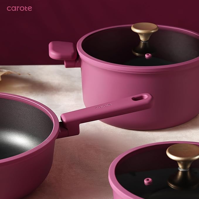 CAROTE Non Stick Pots and Pans Set Cookware Sets Nonstick Kitchen Cooking Set with Stay-Cool Handleswith Silicone Tools and Pot Protectors16 Piece
