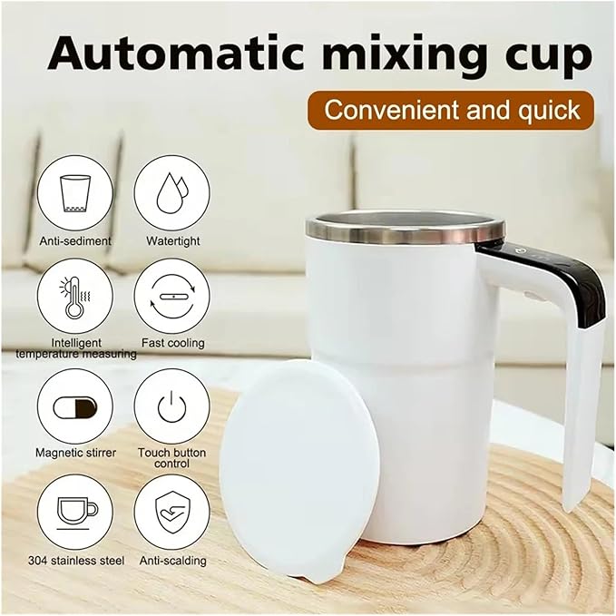 Self Stirring Coffee Mug Automatic Mixing Cup Touch Control Digital Temperature Display 304 Stainless Steel Multifunctional Mixing CupElectric Stirring Cup
