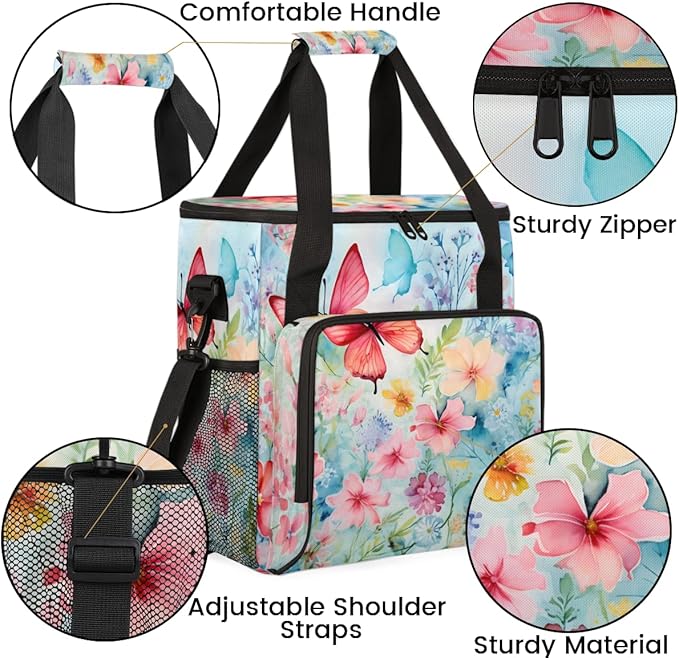 Abstract Butterfly Coffee Maker Carrying Bag Watercolor Butterfly Travel Storage Bag Compatible with K-Mini or K-Mini Plus Single Serve Coffee Brewer Carrying Case with Pockets &amp Shoulder Strap