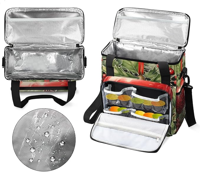 Christmas Flowers Coffee Maker Carrying Bag Cartoon Flowers Travel Storage Bag Compatible with K-Mini or K-Mini Plus Single Serve Coffee Brewer Carrying Case with Multiple Pockets &amp Shoulder Str