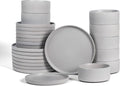 Stone Lain Haven Stoneware 24-Piece Dinnerware Set Grey - Plates and Bowls Sets for 8 Elegant Dish Set Includes Dinner Plates Salad Plates Cereal Bowls Microwave &amp Dishwasher Safe