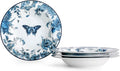 Marchesa Monarcha 4-Piece Pasta Bowl Set Porcelain Bowls Dishwasher and Microwave Safe Dish Set for 4 Blue