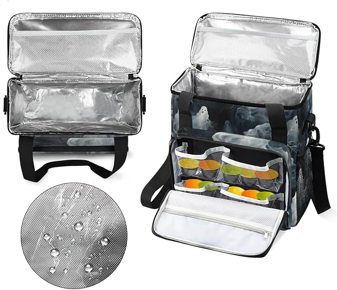 Halloween Ghosts Coffee Maker Carrying Bag Abstract Ghosts Travel Storage Bag Compatible with K-Mini or K-Mini Plus Single Serve Coffee Brewer Carrying Case with Multiple Pockets &amp Shoulder Stra