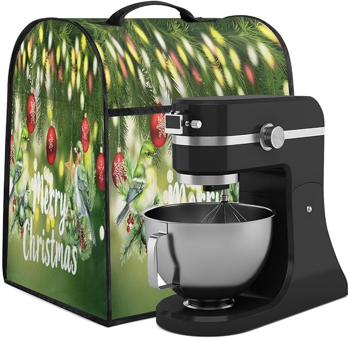 cfpolar Kitchen Aid Mixer Cover Compatible with 6-8 Quarts Christmas Ball Holly Bird Stand Mixer Cover Kitchen Aid Mixers Accessories Appliance Organizer Bag Dust Covers with Zipper Pocket