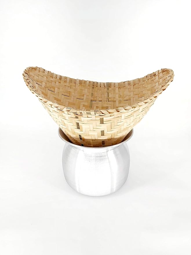 A Combo of Aluminum Pot and Bamboo Basket Make Sticky Rice Stream Cooking