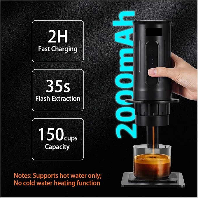 Portable Handheld Coffee Maker - Manual Coffee Machine for Capsules &amp Ground Coffee - Ideal for Camping &amp Hiking(E)