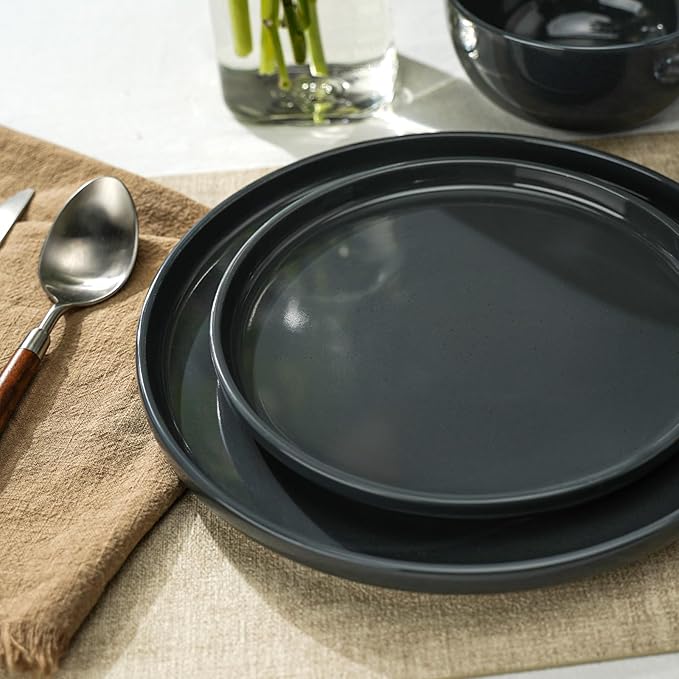 Kitchen Plates and Bowls Set Dinner Set for 4 Handpainted Dinner ware Sets Microwave Safe Plates and Bowls Sets Stone Plate Scratch Resistant (Laguna Dawn)
