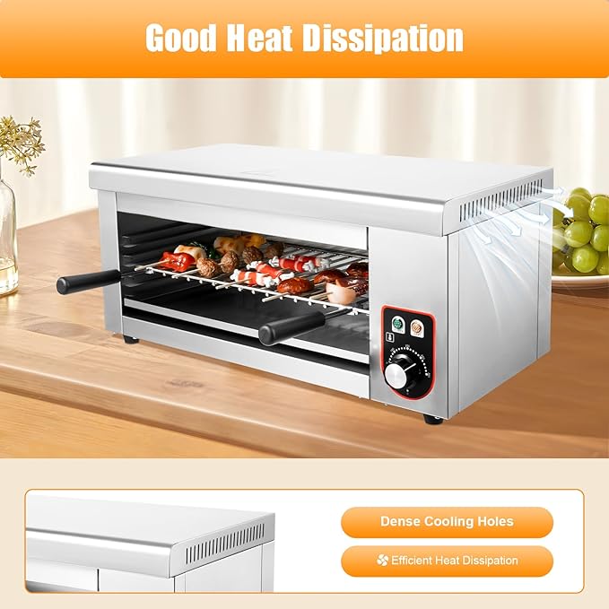 Electric Single Wall Oven 1500W Bake Air Fry Countertop Convection Toaster Oven Medium Capacity Bake Broil Air Fry Toast Keep Warm Stainless Steel