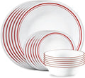 Corelle Vitrelle 18-Piece Service for 6 Dinnerware Set Triple Layer Glass and Chip Resistant Lightweight Round Plates and Bowls Set Logan