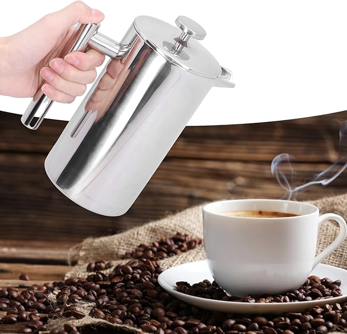 Topyond Stainless Steel French Press Coffee Maker 1L/34oz Insulated Thermal Coffee Press Camping Double Wall Coffee Pot Easy Clean for Home Office Campin