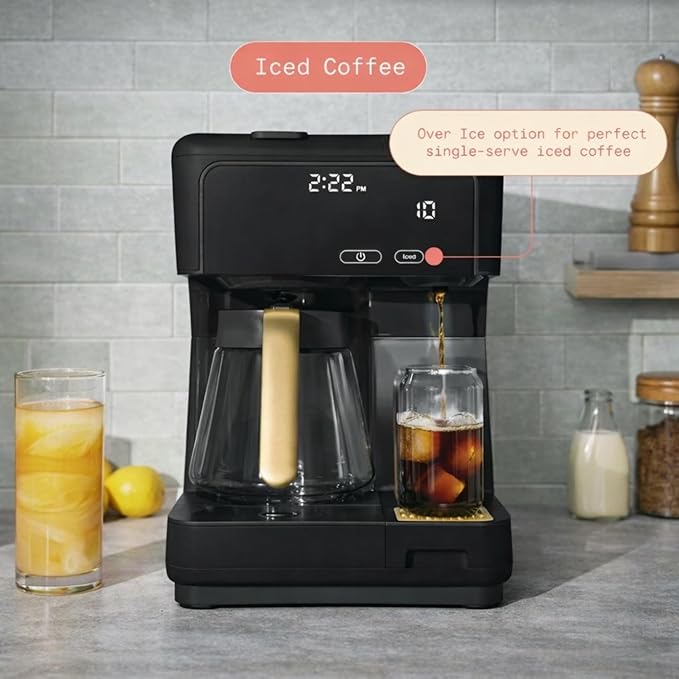 Multi Brew Coffee Maker with Single Serve and Carafe Brewing Options for Countertop Home Use (Black Sesame)
