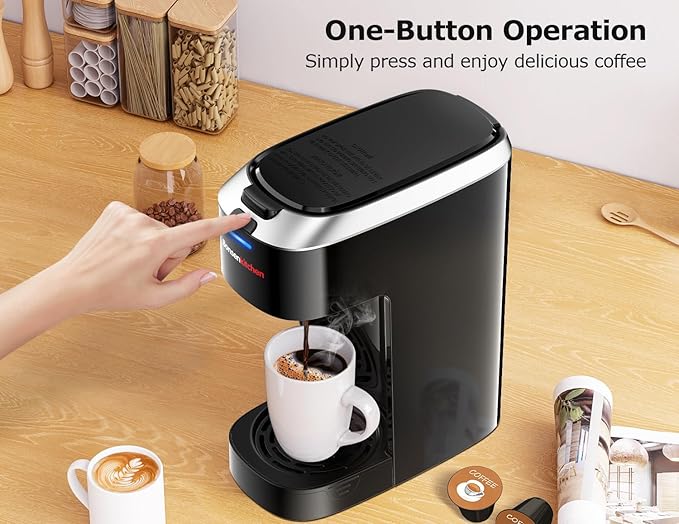 Bonsenkitchen Single Serve Coffee Maker K Cup Pod with 6-14oz Brew Size- 3 Min Fast Brewing Machine with Strength Control BPA-free Materials Fits 6.6 Travel Mugs Silver Upgrade