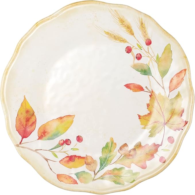 UPware 16 Piece Pumpkin Melamine Dinnerware Sets Outdoor Dishes Set Plates and Bowls Sets Autumn Thanksgiving Decorations Service for 4 Orange