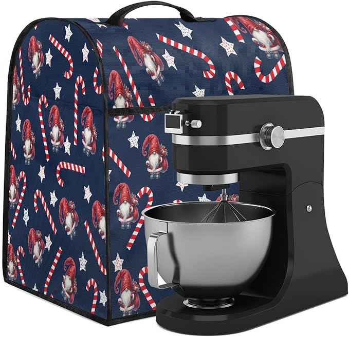 cfpolar Kitchen Aid Mixer Cover Compatible with 6-8 Quarts Christmas Candy Cane Santa Claus Stand Mixer Cover Kitchen Aid Mixers Accessories Appliance Organizer Bag Dust Covers with Zipper Pocket