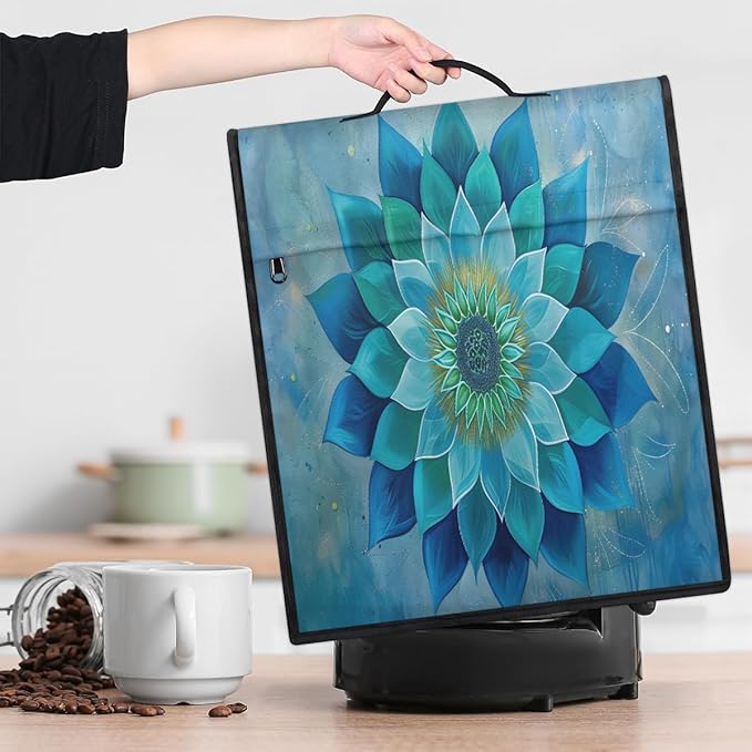 cfpolar Kitchen Aid Mixer Cover Compatible with 6-8 Quarts Turquoise Flowers Stand Mixer Cover Kitchen Aid Mixers Accessories Appliance Organizer Bag Dust Covers with Zipper Pocket