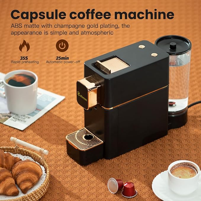 Mini Espresso Coffee Machine for Capsules Compatible with Nespresso OriginalL Machine Espresso Maker Single Serve Bestpresso Coffee Capsules Peet's Espresso more (Black)