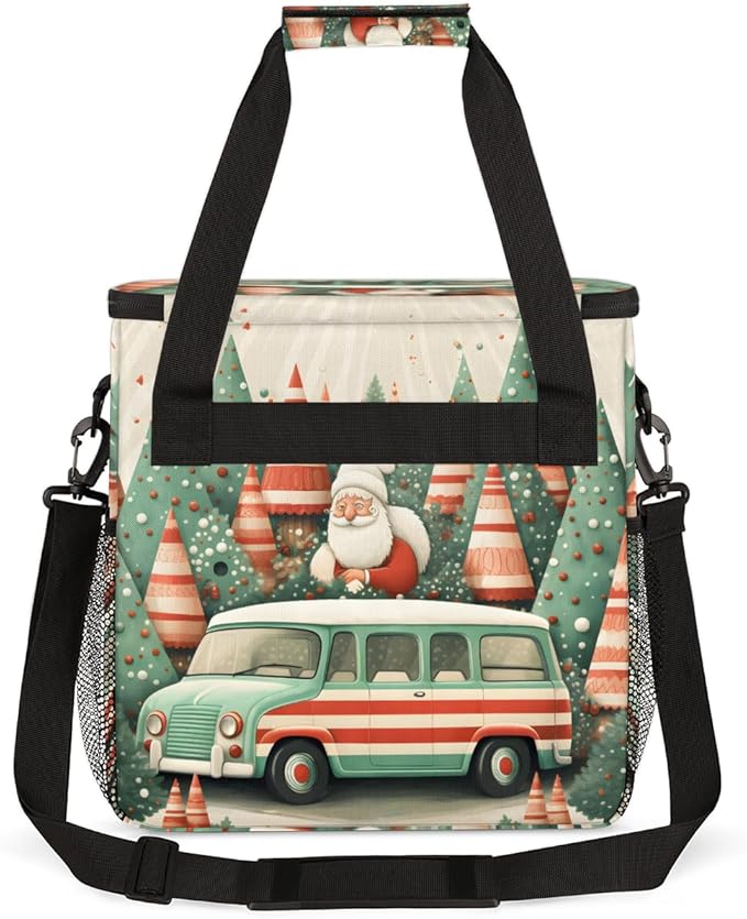 Fantastic Santa Claus Coffee Maker Carrying Bag Abstract Santa Claus Travel Storage Bag Compatible with K-Mini or K-Mini Plus Single Serve Coffee Brewer Carrying Case with Pockets &amp Shoulder Str