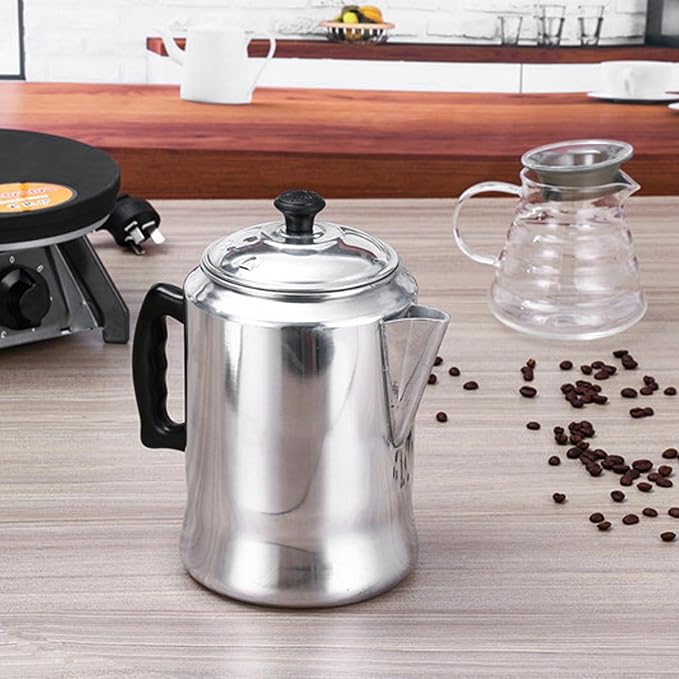 Aluminium Alloy Teapot Stove Top Coffee Percolator with Lid Non Drip Spout Compact Coffee Maker Pot 3L Milk Tea Pot for Home Outdoor