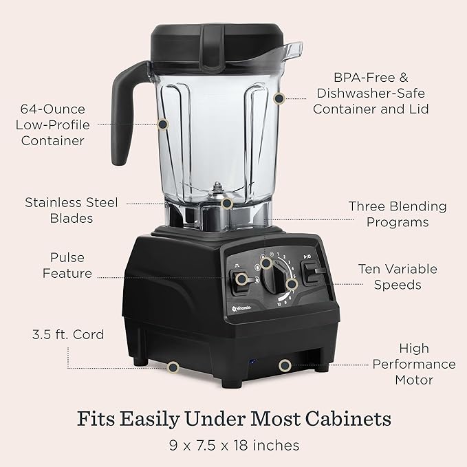 Vitamix Explorian with Programs Three Blending Programs Professional-Grade Blender for Smoothies and More Self-Cleaning Kitchen Appliance 64 Oz Container Slate (Renewed Premium)