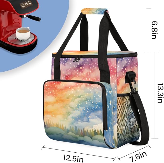 Rainbow Tree Coffee Maker Carrying Bag Portable Travel Storage Tote Bag Compatible with K-Mini or K-Mini Plus Single Serve Coffee Brewer Carrying Case with Multiple Pockets &amp Shoulder Strap