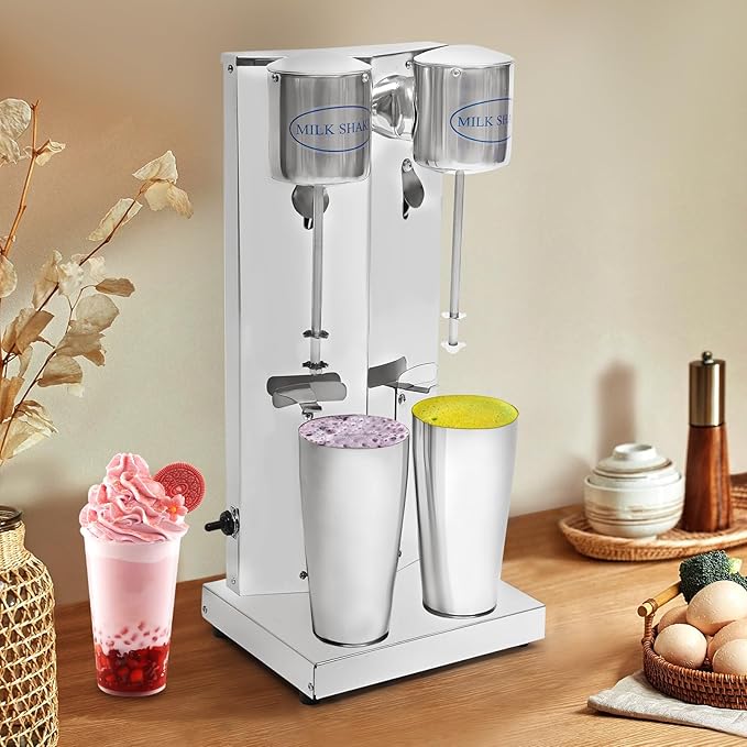 Milkshake Maker Machine Electric Milkshake Blender Maker Commercial Stainless Steel Milk Shaking Machine Double Heads Milk Shaker Electric Drink Mixer for Home Bars Milkshakes Coffee(Style 6)