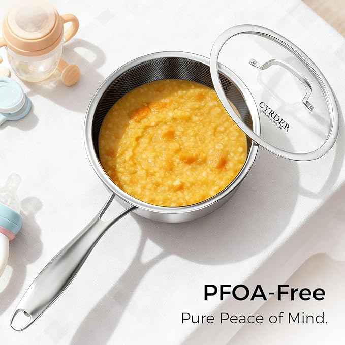 Nonstick Pots and Pans Set 14 Piece Hybrid Hex Non Stick Stainless Steel Cookware with Frying Pans Saute Pan Saucepans &amp Stock Pot - Induction Compatible Dishwasher &ampOven Safe PFOA Free