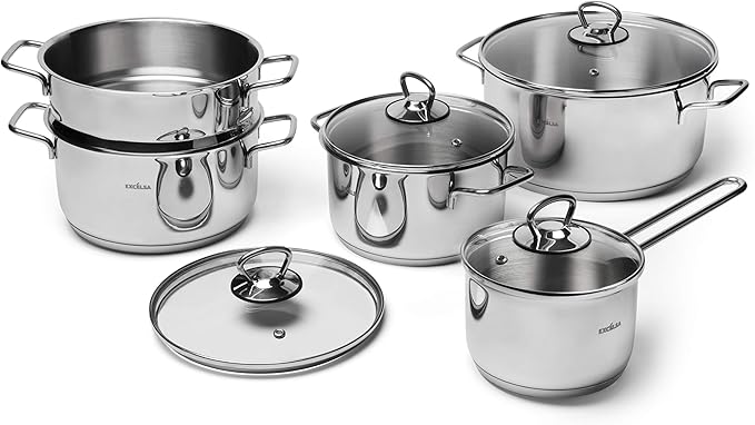 Excelsa EveryDay Cookware Set 9 Pieces Stainless Steel 18/10