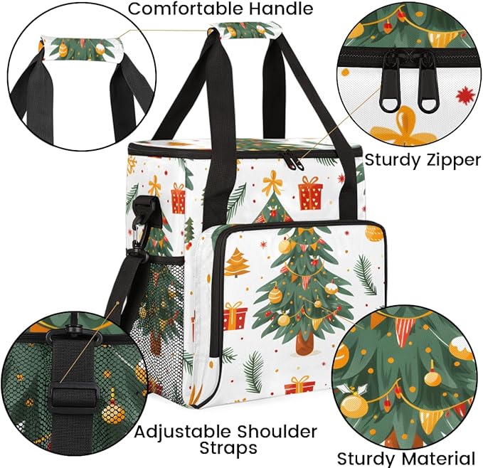 Glitter Tree Coffee Maker Carrying Bag Christmas Gift Travel Storage Bag Compatible with K-Mini or K-Mini Plus Single Serve Coffee Brewer Carrying Case with Multiple Pockets &amp Shoulder Strap