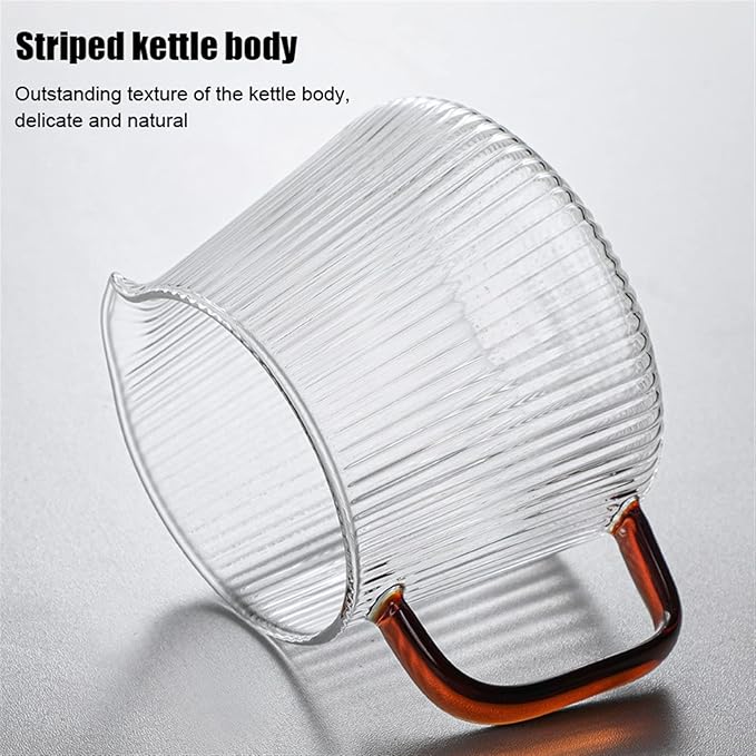 Coffee Carafe Vertical Striped Coffee Maker Glass Coffee Maker V Spout Coffee Tea Maker Utility Coffee Appliance Reusable convenient(350ml)