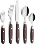 ANNOVA Silverware Set Retro/Rivet Colorful Stainless Steel Tableware Kitchen Flatware Set Utensils Includes Dinner Knives Forks Spoons Salad Forks &amp Dessert Spoons (Chocolate Brown 20 Pieces